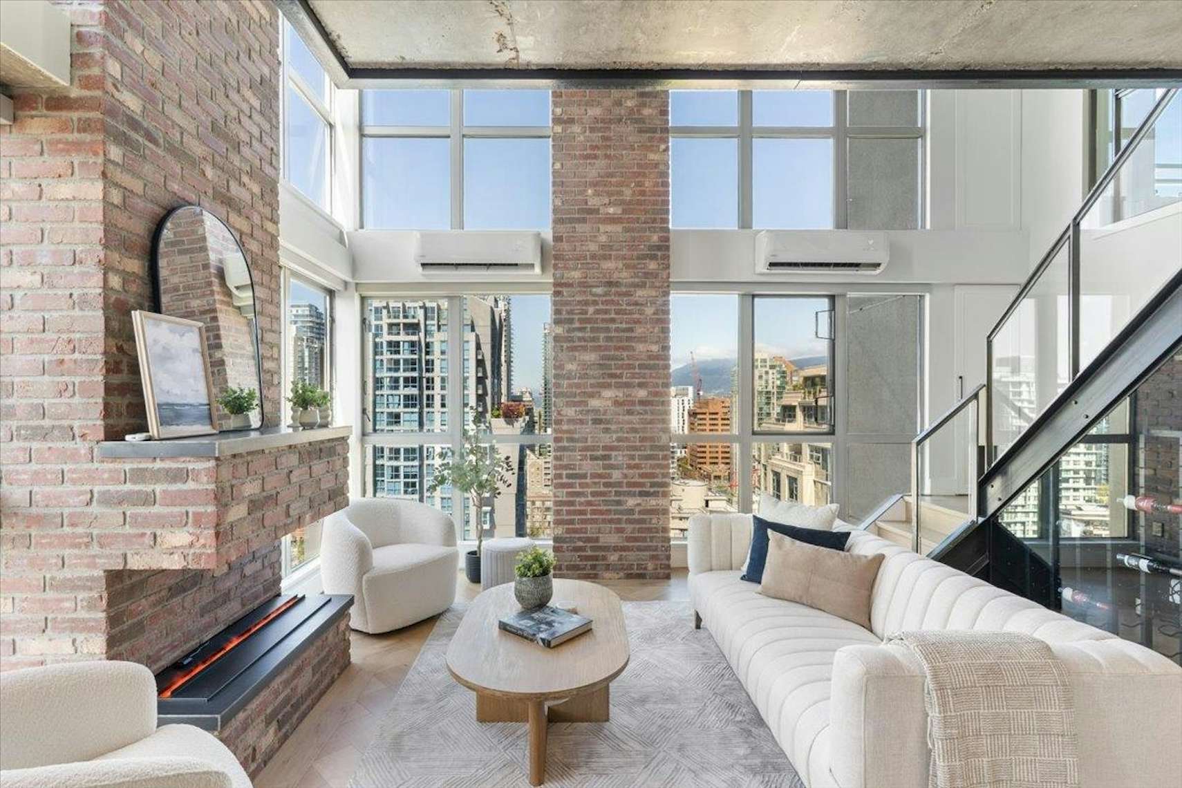 Professionally staged living room in a vacant Vancouver home
