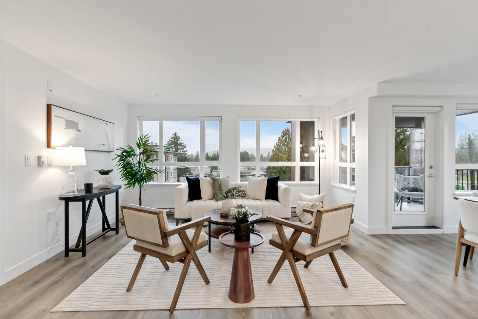 Professionally staged Surrey BC family home living room