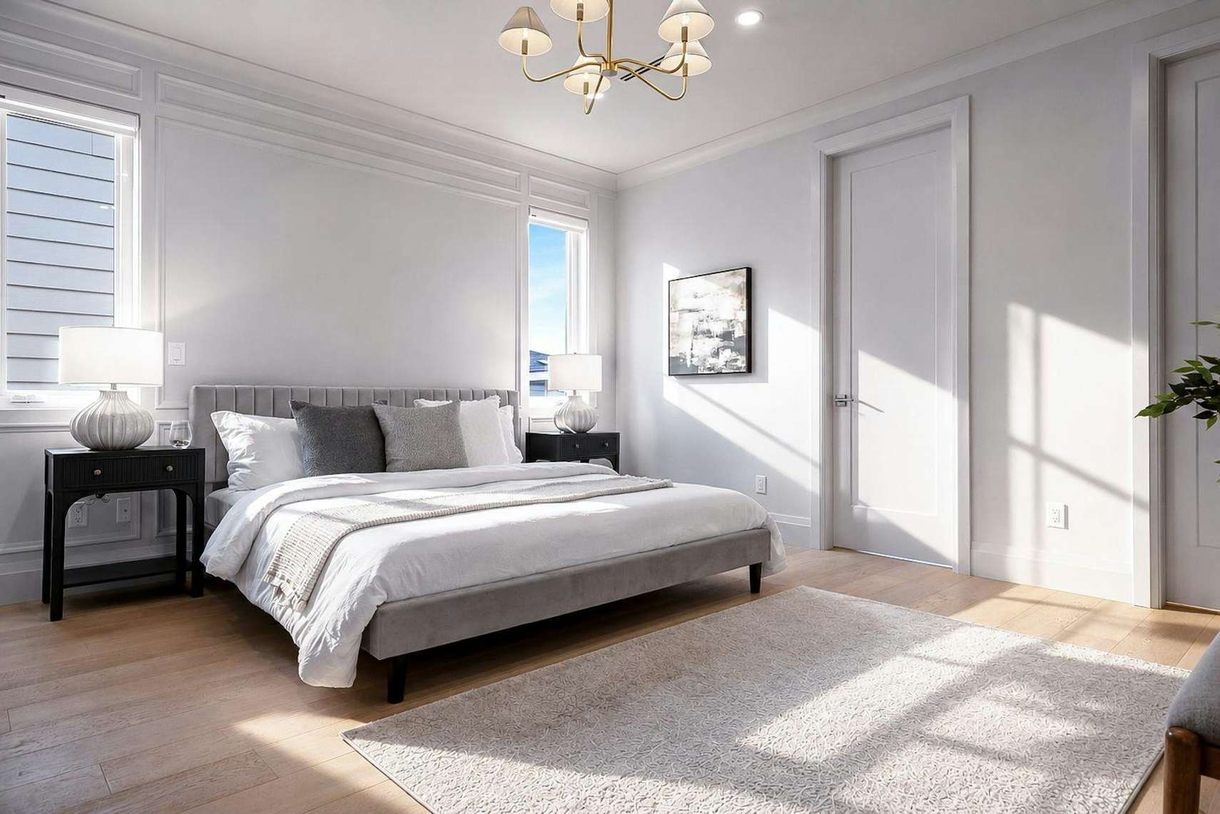 Bedroom staged by West Coast Interiors